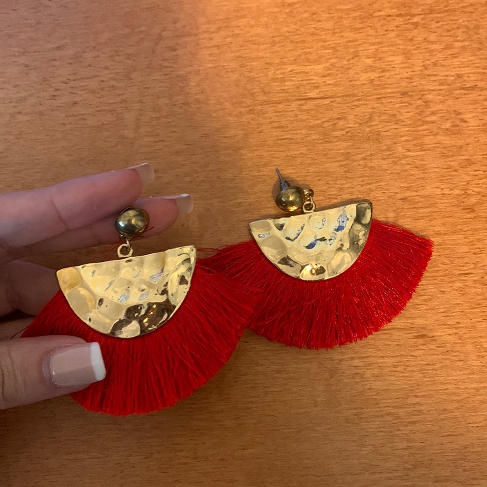 Red/gold earrings imported from Spain